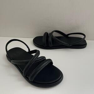 Olukai Tiare Strappy Sandals Women's Size 5 Black Leather Comfort Minimalist
